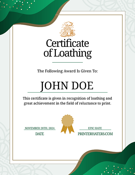 Epic Certificate Preview